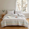 Carousel Pattern Bedding Set – 4 Piece Bed Sheet Set with Duvet Cover, Flat Sheet & Pillowcases, Soft Microfiber Bedding Set for All Seasons